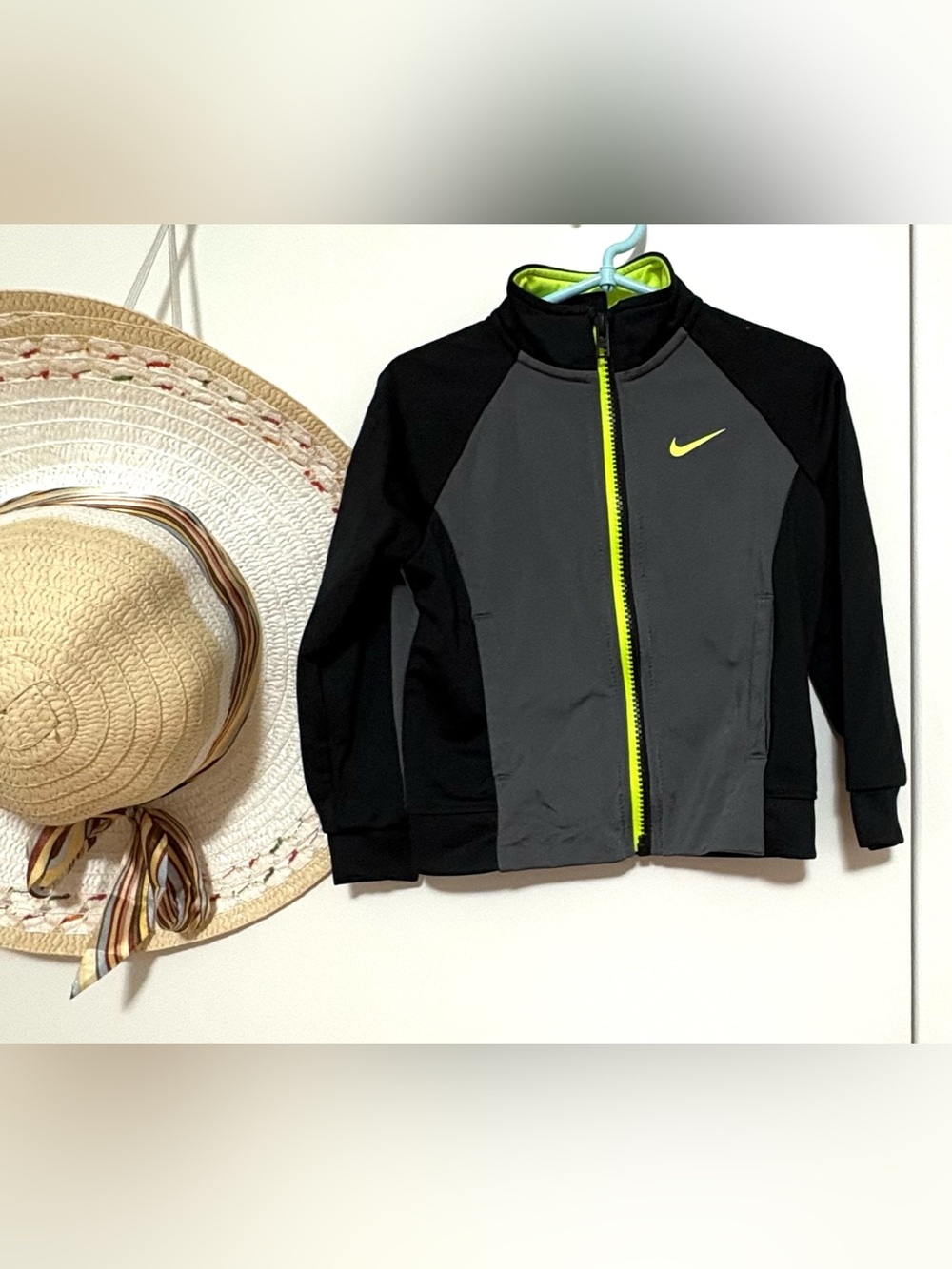 Nike Kids Black & Gray Sweat Shirt with Neon Yellow Accent